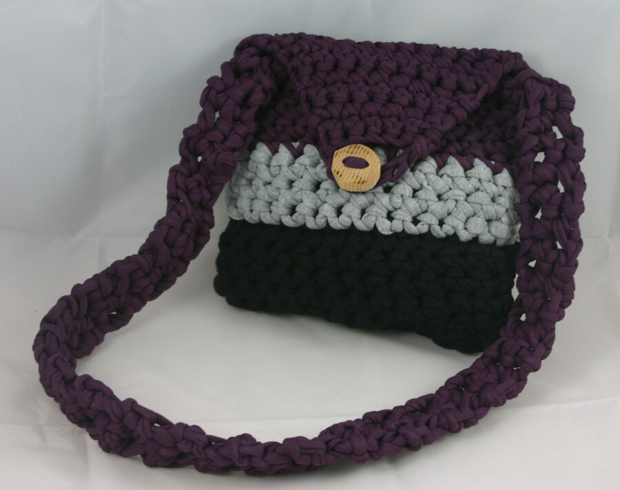 lotte-vogel bag (Kleine Handtasche 21x21cm) (aubergine-grau-schwarz)