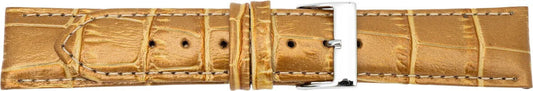 Lederuhrarmband Krokoprägung goldbraun - 20mm Anstoß - Kalbsleder - Ersatzband