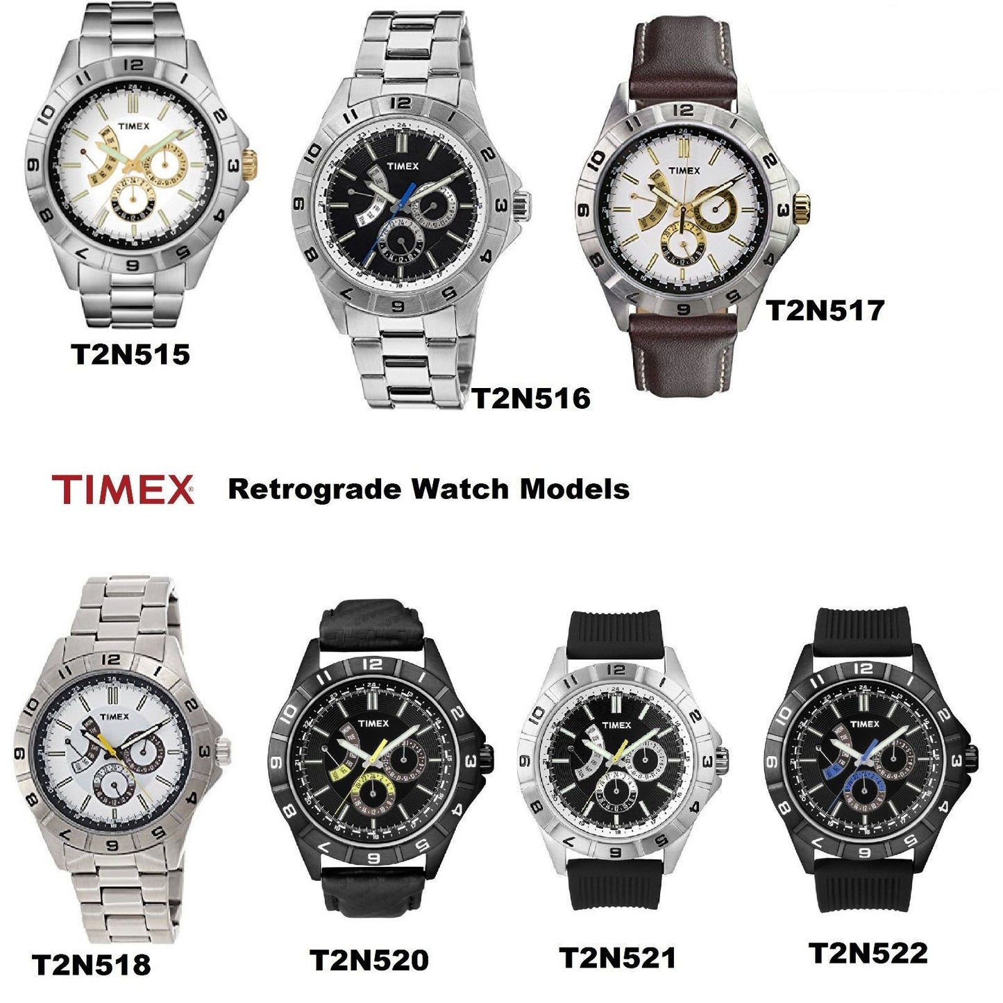 TIMEX Ersatzarmband T2N516 Retrograde 22mm Ersatzband passt T2N518 T2N515 T2N521