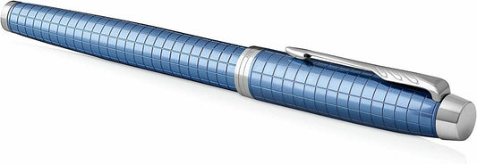 Parker IM Premium Blue Chrome Trim Fountain Pen Füllfederhalter M, 2x Tinte blau