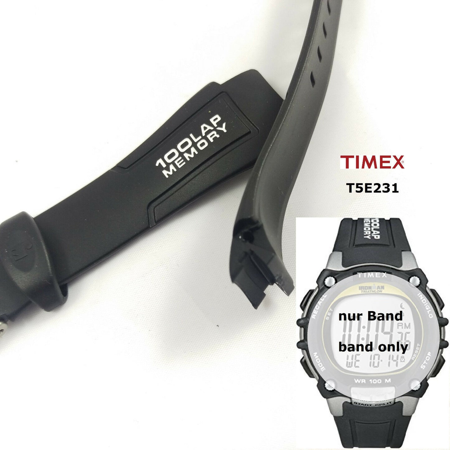 Timex Ersatzarmband T5E231 IronMan 100 Lap FLIX fits T5E241 T5E251 T5E261 T5J993