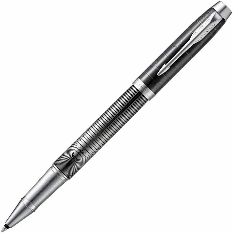 Parker IM Metallic Pursuit Rollerball, Tintenroller anthrazit, Tinte schwarz, F