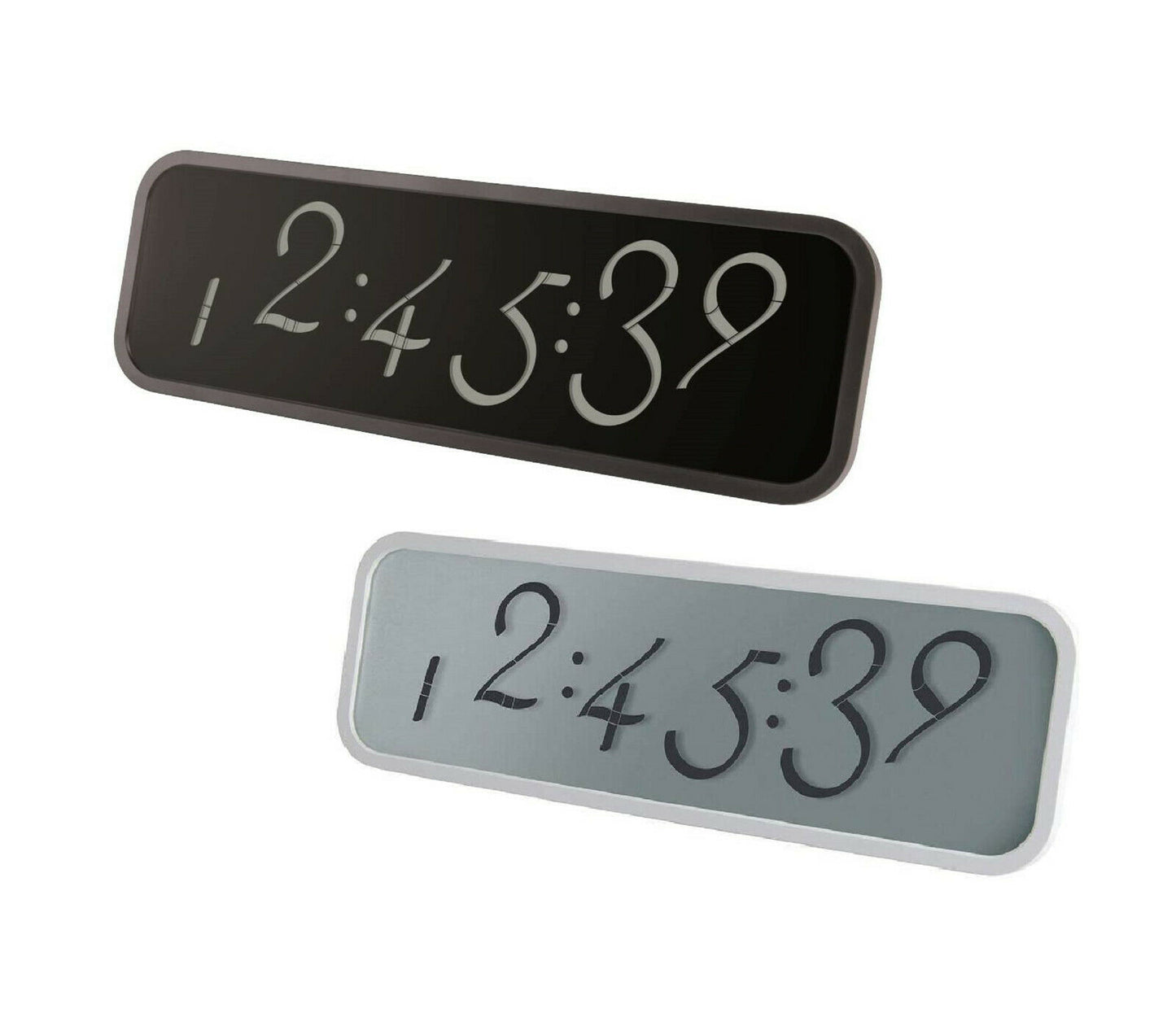 Lexon LCD Wanduhr Tischuhr Script LR134W & LR134N - schwarz & weiß - L: 33,4 cm