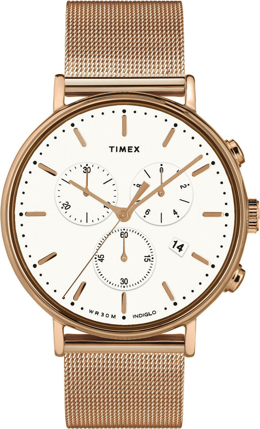TIMEX Weekender Fairfield TW2T37200 Chronograph - Edelstahl - Meshband Milanaise