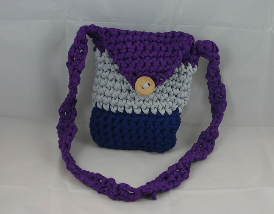 lotte-vogel bag (Kleine Handtasche 21x21cm) (lila-grau-blau) - Made in Germany