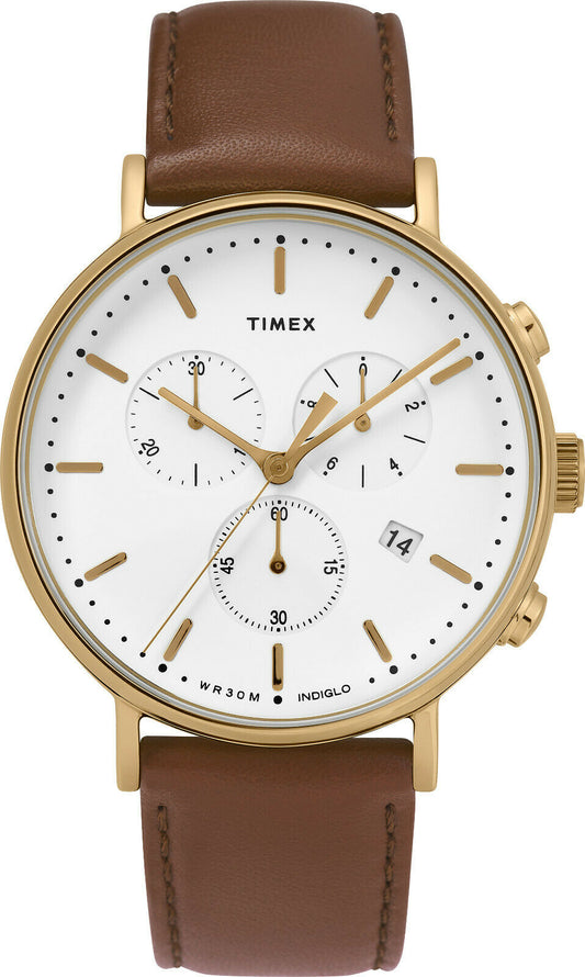 TIMEX Fairfield TW2T32300 Chronograph Herren - Edelstahl goldfarben