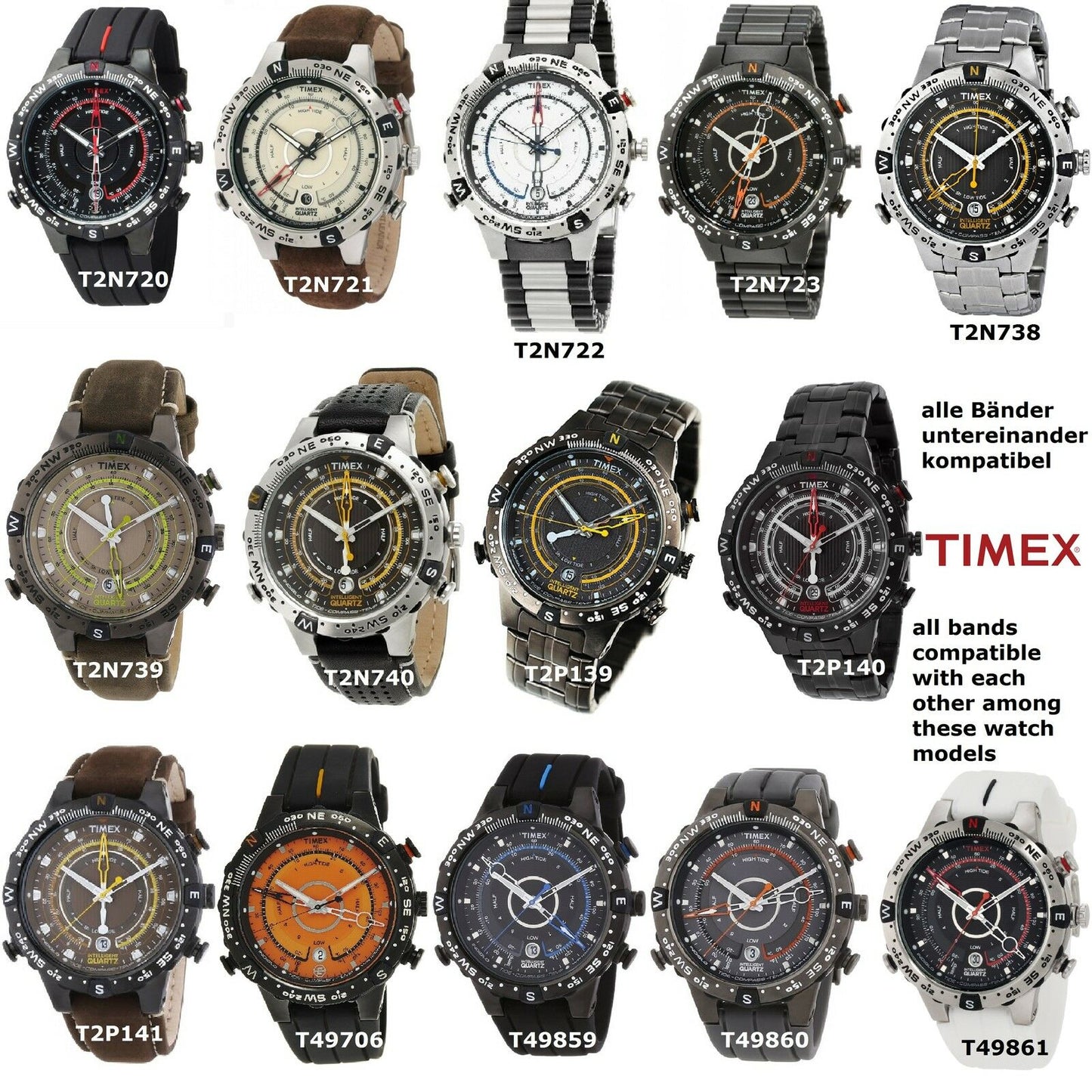 Timex Ersatzarmband TW2T76400 Allied - Tide Temp Compass passt T2N723 T2N738 etc