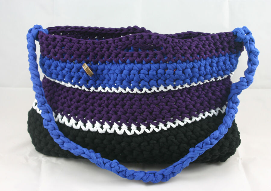 lotte-vogel bag (Handtasche 47x27cm) (lila-blau-lila-schwarz) - Made in Germany