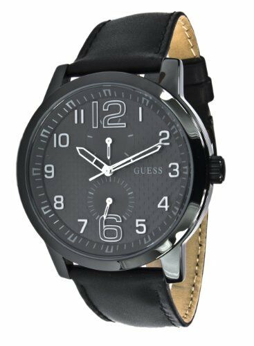 GUESS W95111G1 LIGHTS OUT Herrenuhr Lederband schwarz