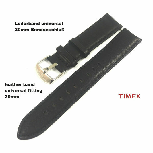 20mm Uhren Ersatzarmband Leder Ersatzband Uhrenband - universal passend schwarz