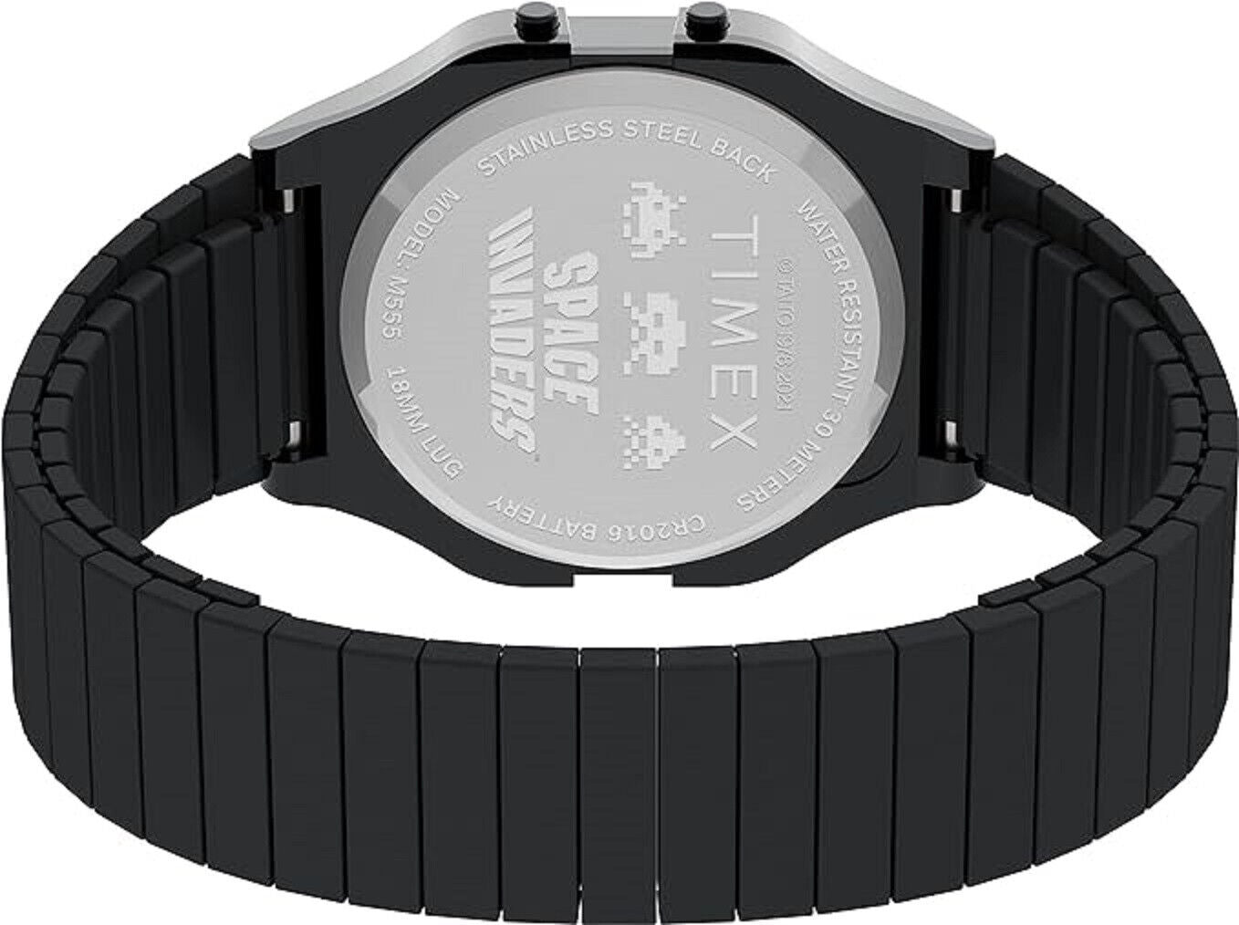 Timex TW2V39900 T80 X Space Invaders - Edelstahlband schwarz - Ø34mm