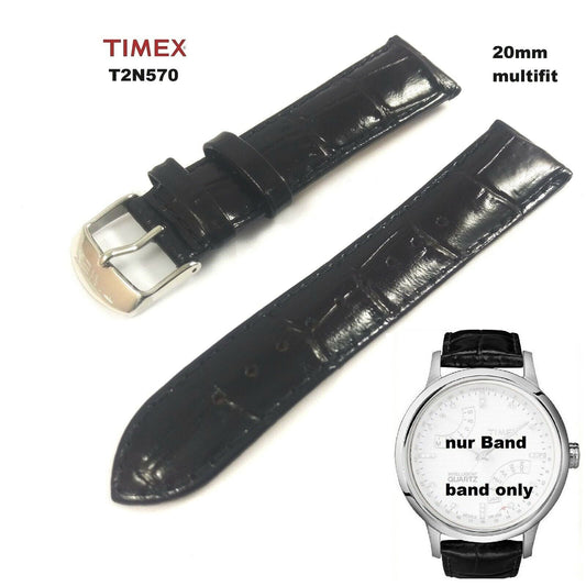 Timex Ersatzarmband T2N570 Ewiger Kalender Hochwertiges Leder 20mm Ersatzband