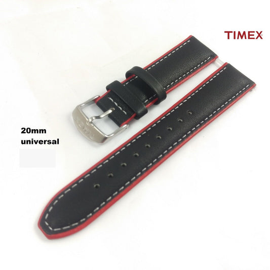 20mm Uhren Ersatzarmband Leder Ersatzband Uhrenband universal schwarz rot 20mm