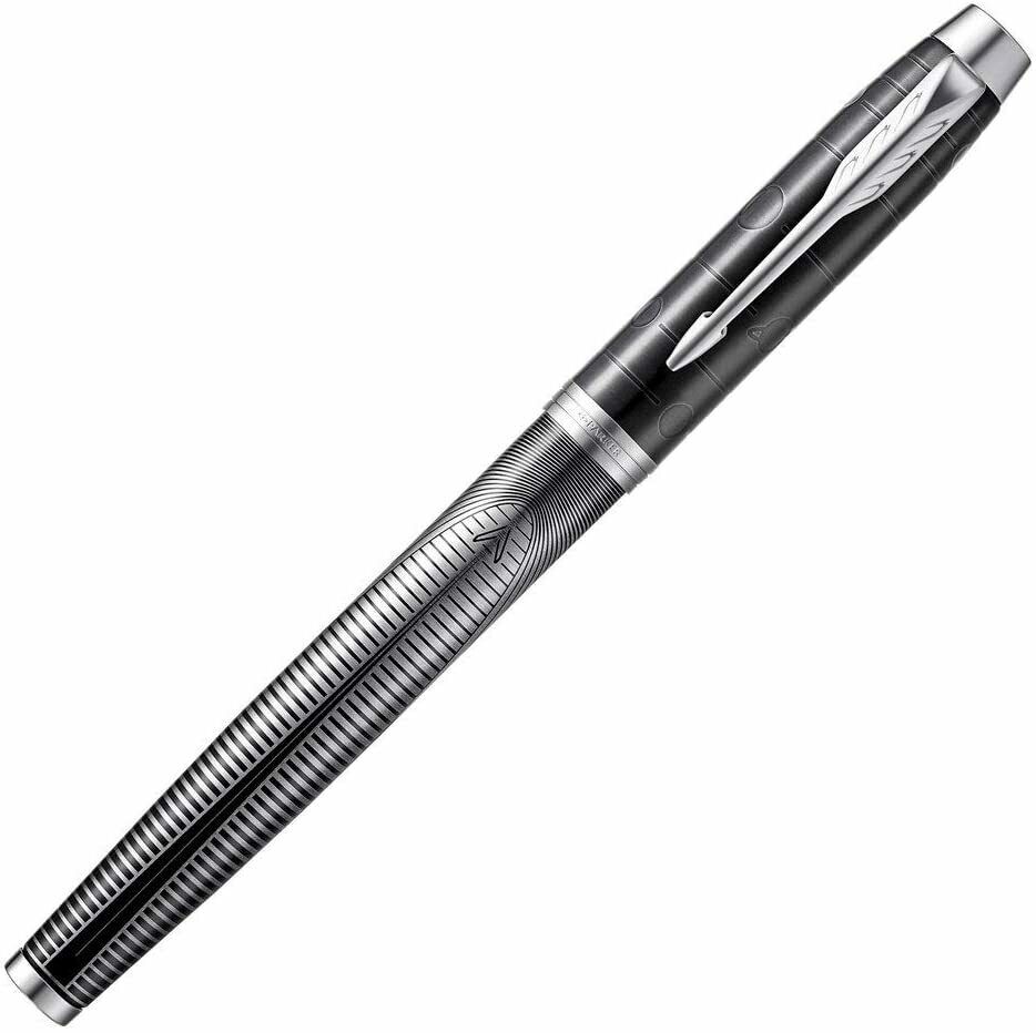 Parker IM Metallic Pursuit Rollerball, Tintenroller anthrazit, Tinte schwarz, F