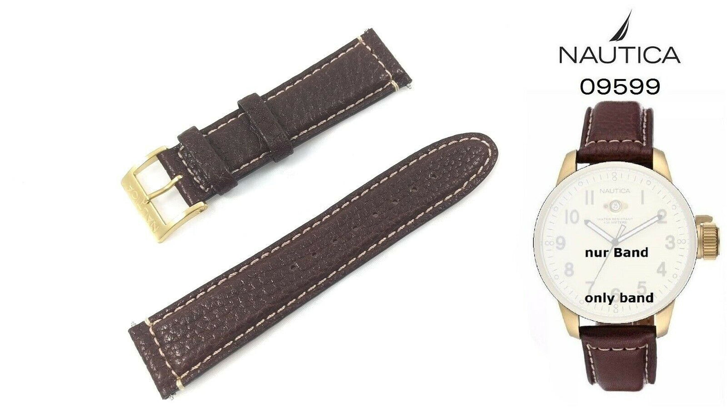 Nautica Ersatzband 09599 Yacht Club - Uhrenarmband Leder - 22 mm watch strap