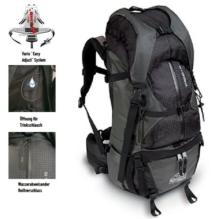 lestra Vario 55 Liter Volumen (45 + 10) Rucksack TREKKING Serie inkl. Regenhülle