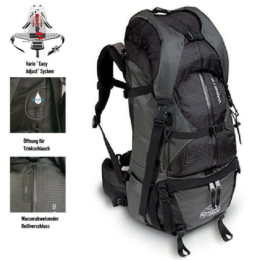 lestra Vario 55 Liter Volumen (45 + 10) Rucksack TREKKING Serie inkl. Regenhülle