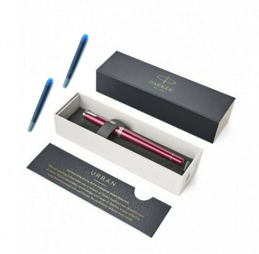 Parker Urban Vibrant Magenta Chrome Trim - Fountain Pen medium + 2x Patrone blau