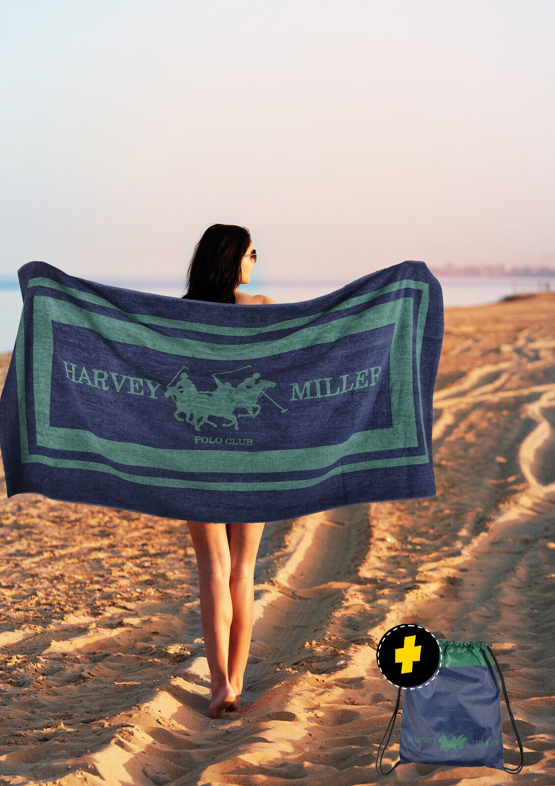 Harvey Miller Polo Club 140 x 70 Strandtuch & Sportbeutel - 2 Farben zur Auswahl
