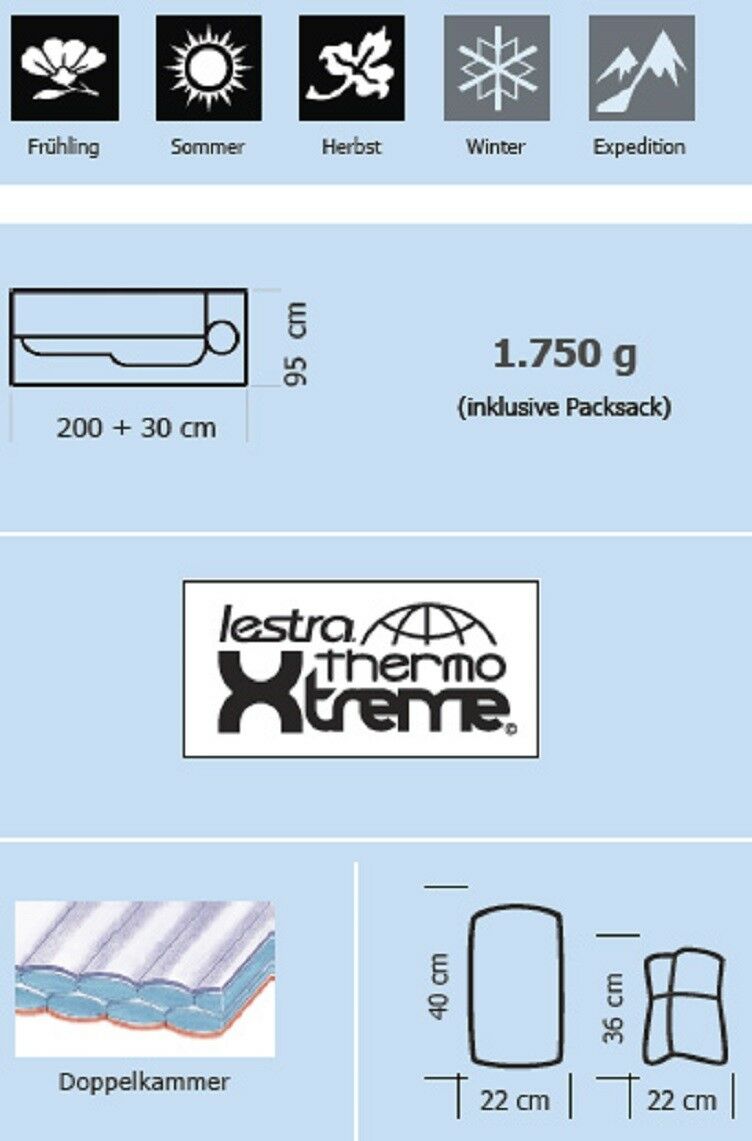 lestra Tundra Schlafsack TRAIL Serie Steppdeckenschlafsack mit Kapuze 95cm breit