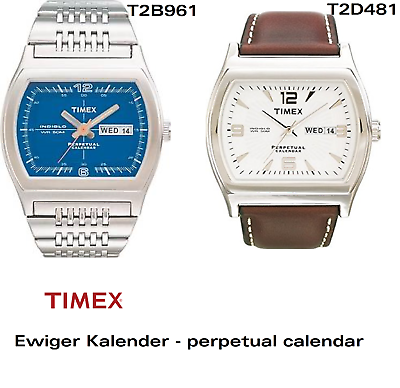 Timex Ersatzarmband T2D481 Ewiger Kalender hochwertiges Ersatzband Leder 24mm