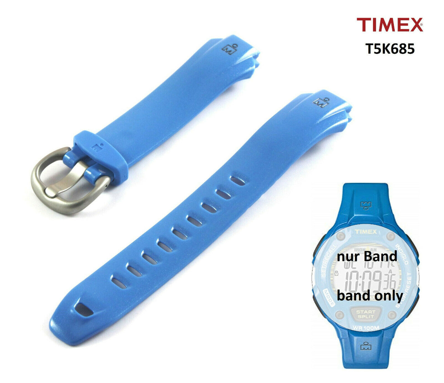 Timex Ersatzarmband T5K685 IronMan Glimmer blau 30 lap Damen - 16/22 mm Band