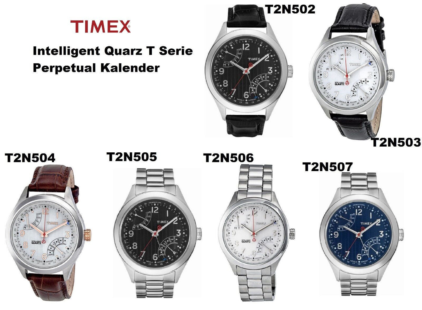 TIMEX Ersatzarmband T2N502 IQ T Series Ewiger Kalender 20mm universal Ersatzband