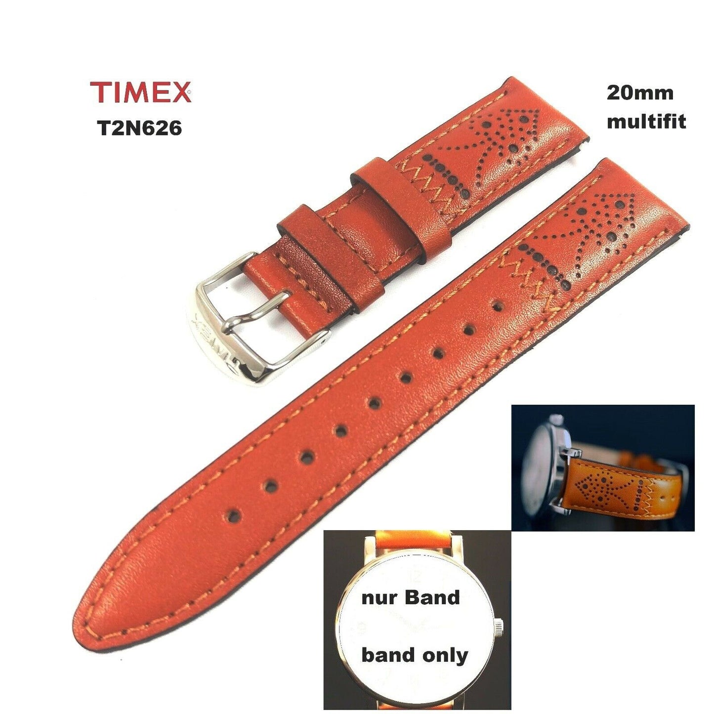 Timex Ersatzarmband T2N626 Easy Reader Modern Heritage Multifit 20mm Ersatzband