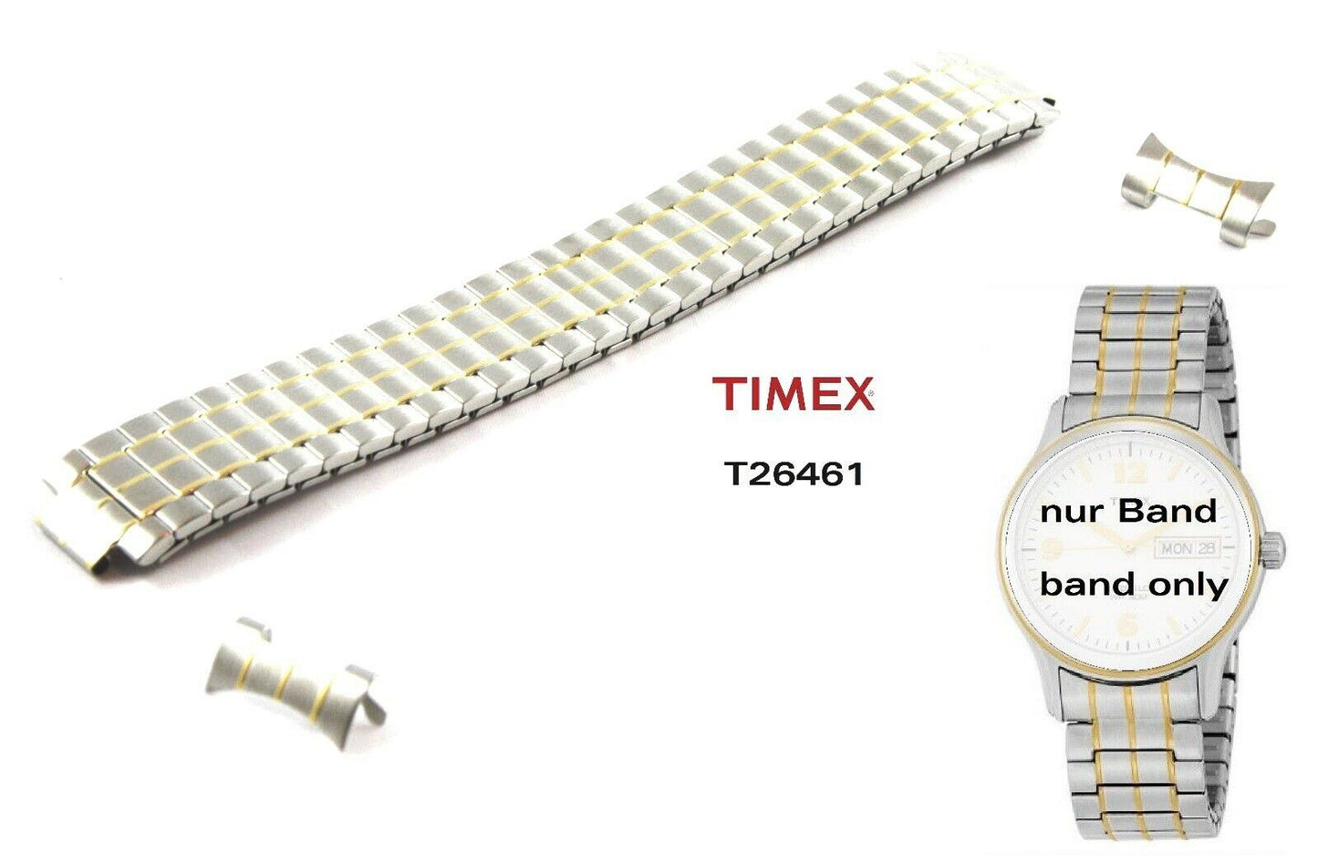 Timex Ersatzarmband T26461 Flexband Strechband 18mm Ersatzband Edelstahl T26451