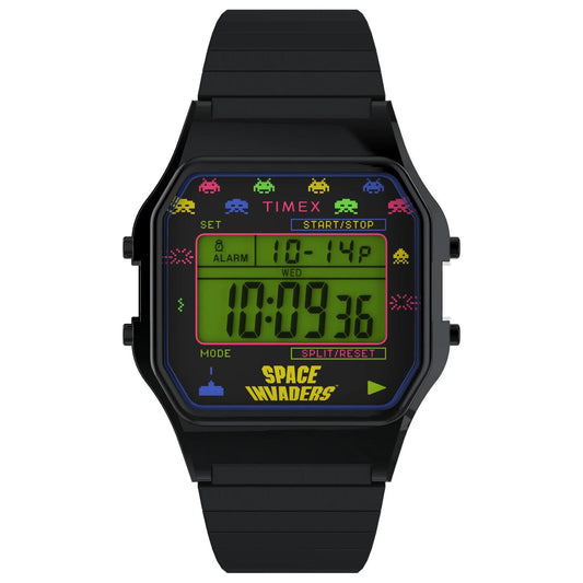 Timex TW2V39900 T80 X Space Invaders - Edelstahlband schwarz - Ø34mm