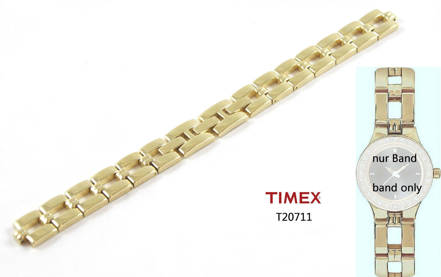 Timex Ersatzarmband T20711 Elevated Classic 12mm Ersatzband Edelstahl Uhrenband