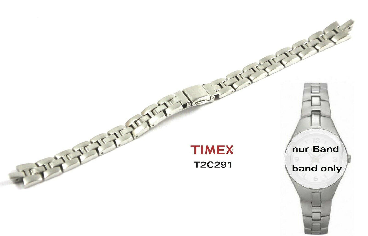 Timex Ersatzarmband T2C291 Woman's Classic Damenuhr Ersatzband Edelstahl 10/12mm