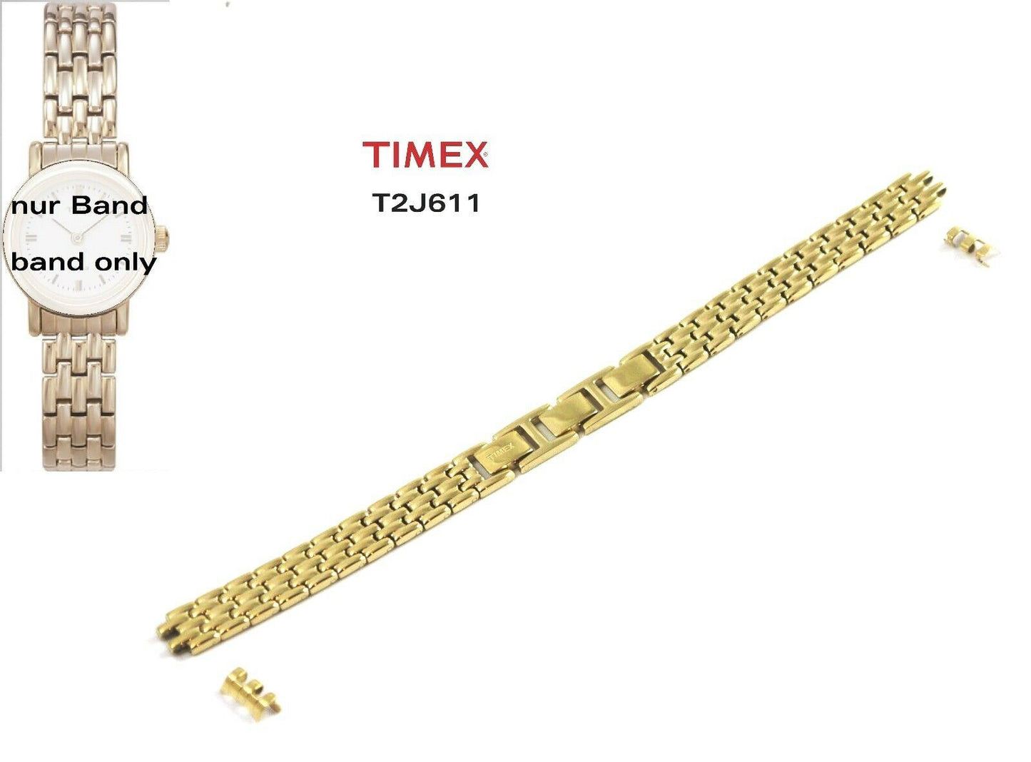 Timex Ersatzarmband T2J611 Classic Damen Edelstahl Ersatzband 10mm passt T2J621