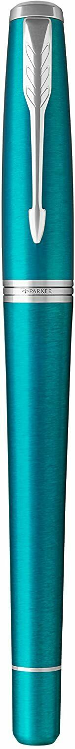 Parker Urban Vibrant Blue Chrome Trim - Fountain Pen - medium - 2x Patrone blau