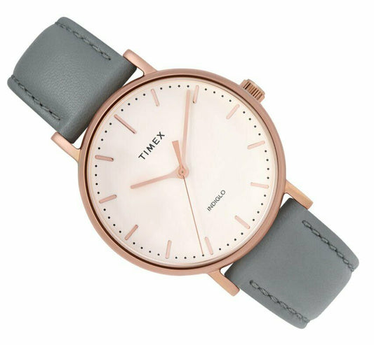 TIMEX Fairfield TW2T31800 - Edelstahl rosegold - Band Kalbsleder blau