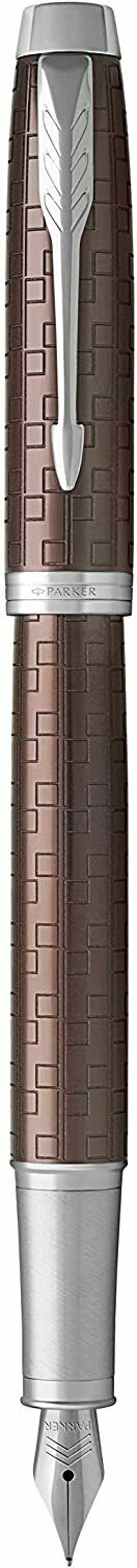 Parker IM Premium Brown Chrome Trim Fountain Pen - Füllfederhalter M, Tinte blau