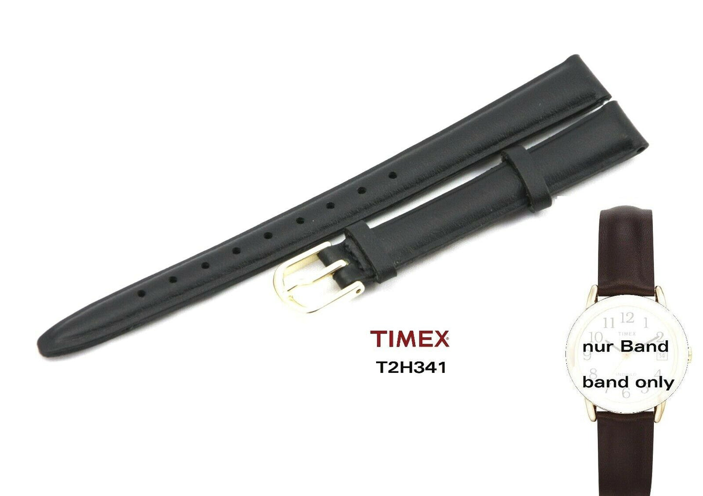 Timex Ersatzarmband T2H341 Easy Reader Ersatzband 12mm Leder - fit T2H501 T2H371