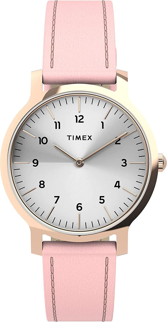 TIMEX Norway TW2U22700 - Edelstahl roségold - Lederband - ⌀34mm