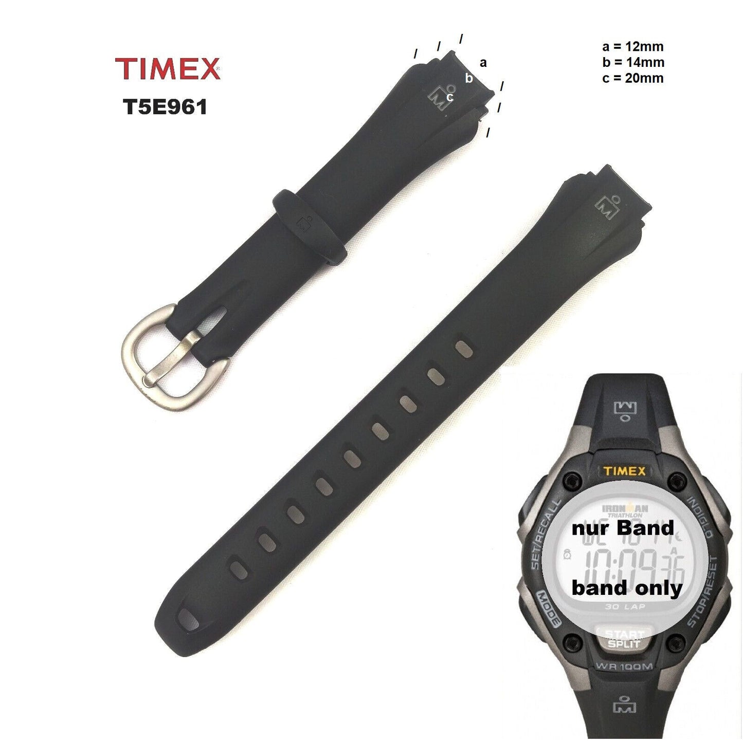 Timex Ersatzarmband T5E961 IronMan Triathlon 30 lap - 12/14/20mm - Spezialanstoß