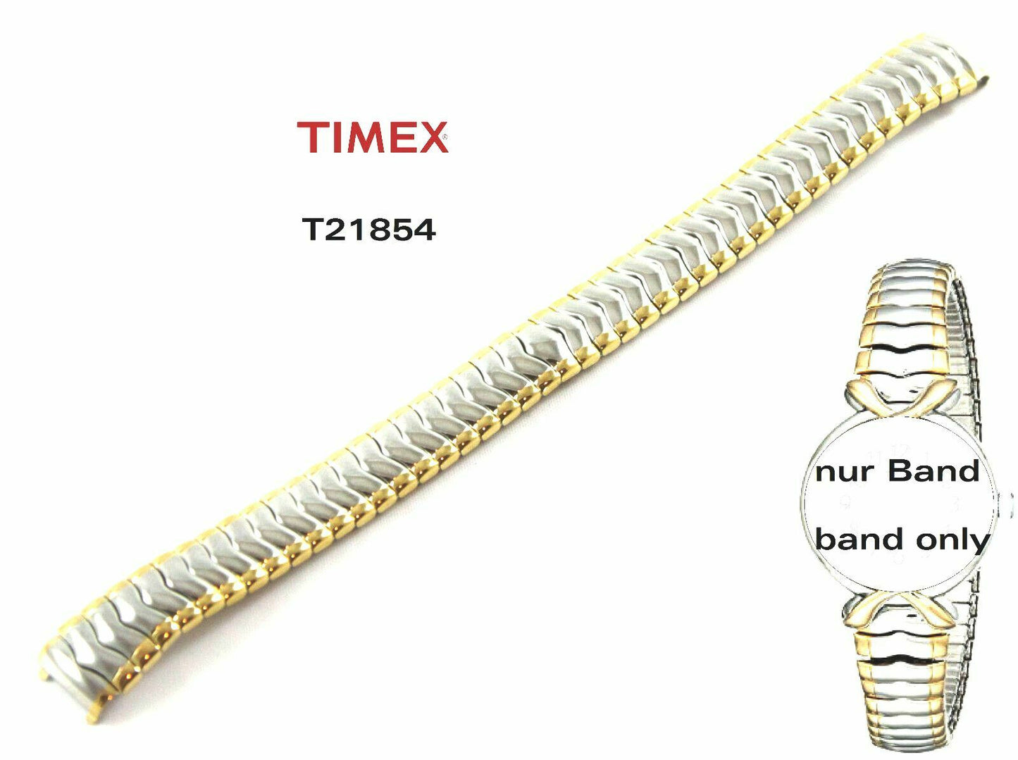 Timex Ersatzarmband T21854 Flexband Strechband 11mm Ersatzband Edelstahl dehnbar