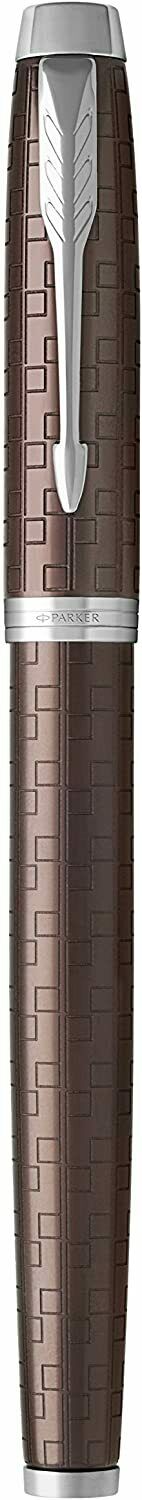 Parker IM Premium Brown Chrome Trim Fountain Pen - Füllfederhalter M, Tinte blau