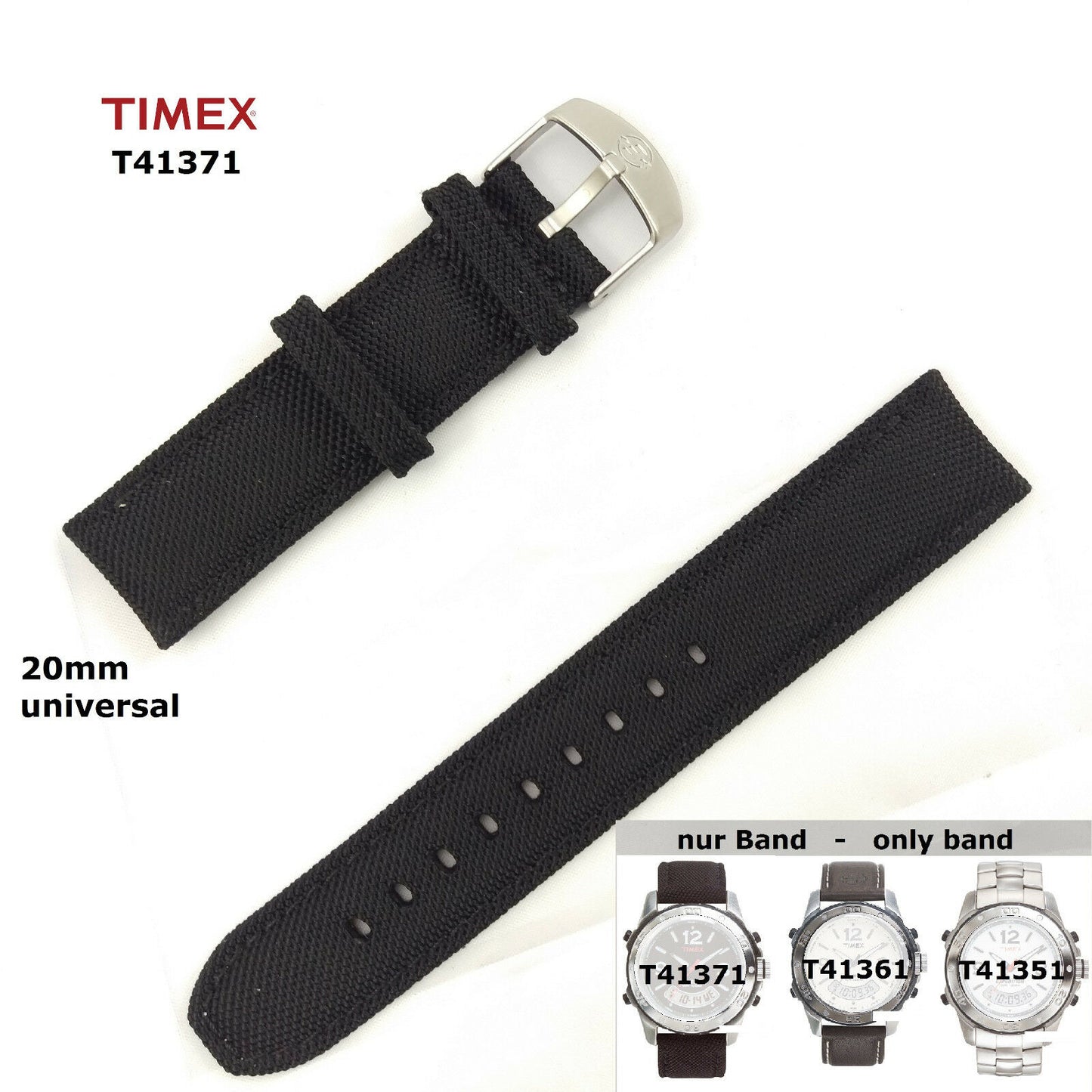 TIMEX Ersatzarmband T41371 EXPEDITION Combo - 20mm universal passt T41361 T41351