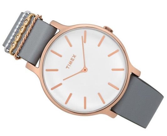 TIMEX Weekender Fairfield TW2T45400 - Edelstahl rosegold - Lederband - ⌀38mm