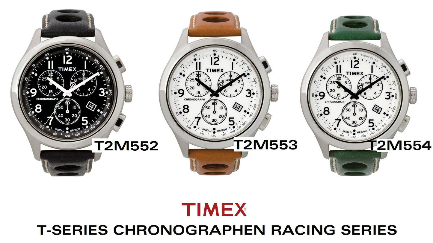 Timex Ersatzarmband T2M552 T Series Chronograph Racing - 20 mm Lederband schwarz