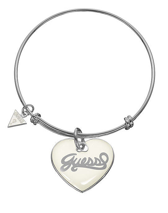 GUESS Armreif / Armspange mit weißem Herz UBB21016 versilbert