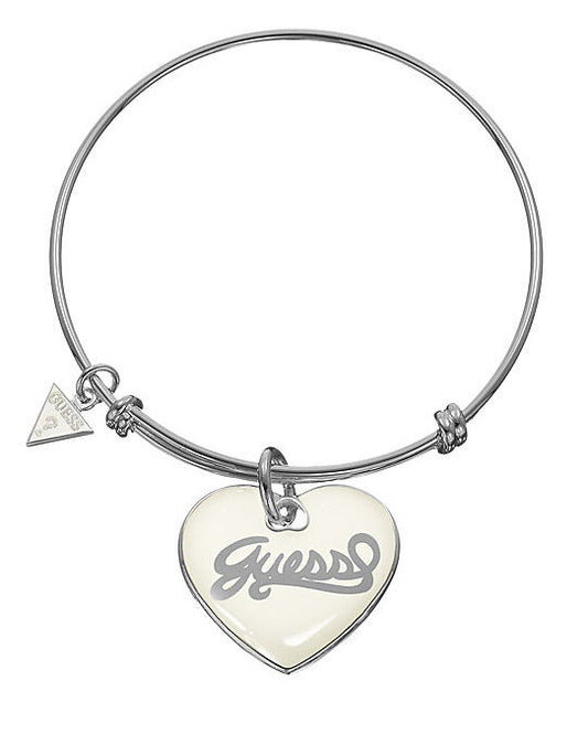GUESS Armreif / Armspange mit weißem Herz UBB21016 versilbert