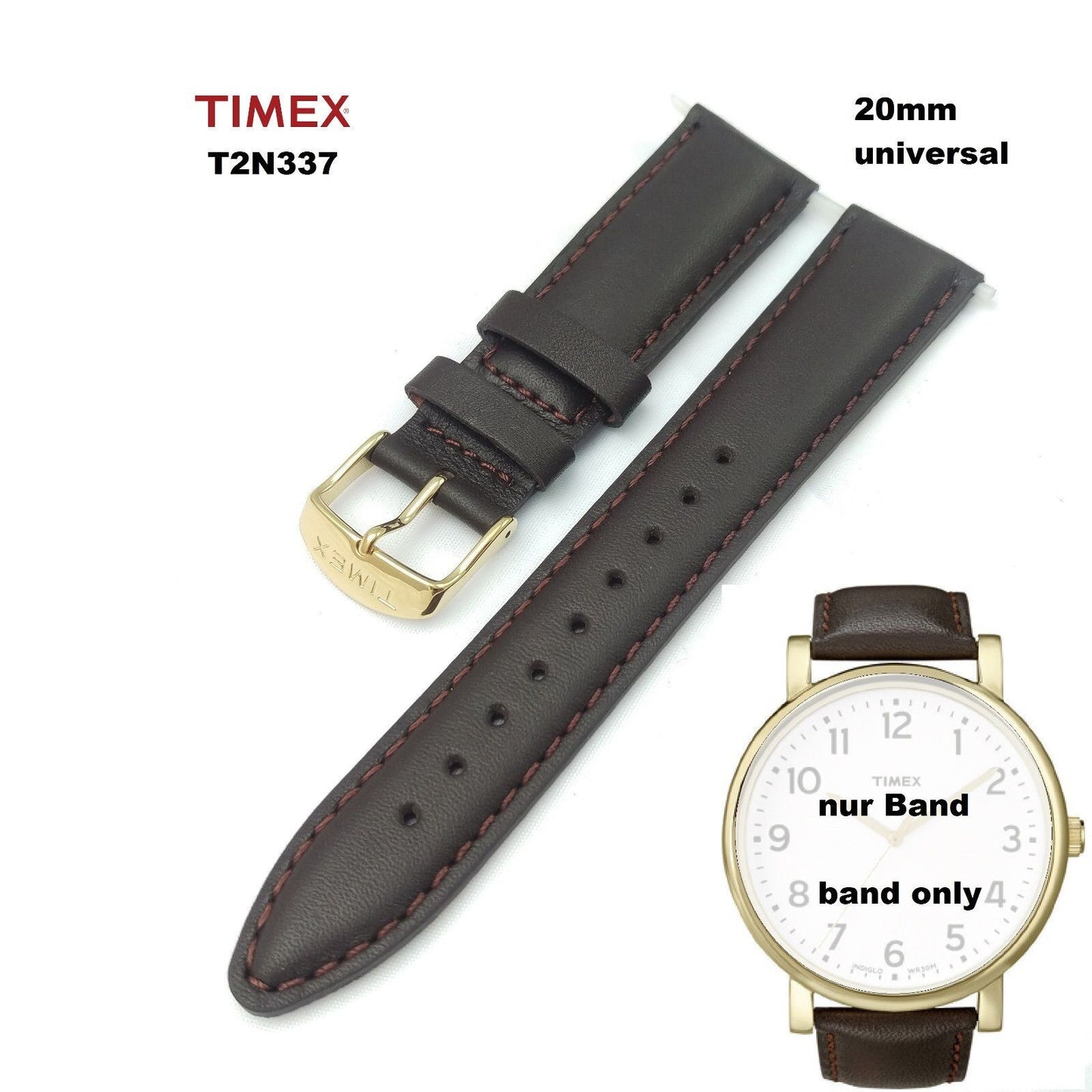Timex Ersatzarmband T2N337 Easy Reader Modern Heritage Multifit 20mm Ersatzband