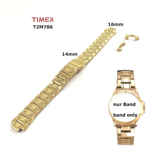 Timex Ersatzarmband T2M786 Sport Chic Damen - Ersatzband 16mm Edelstahl gold