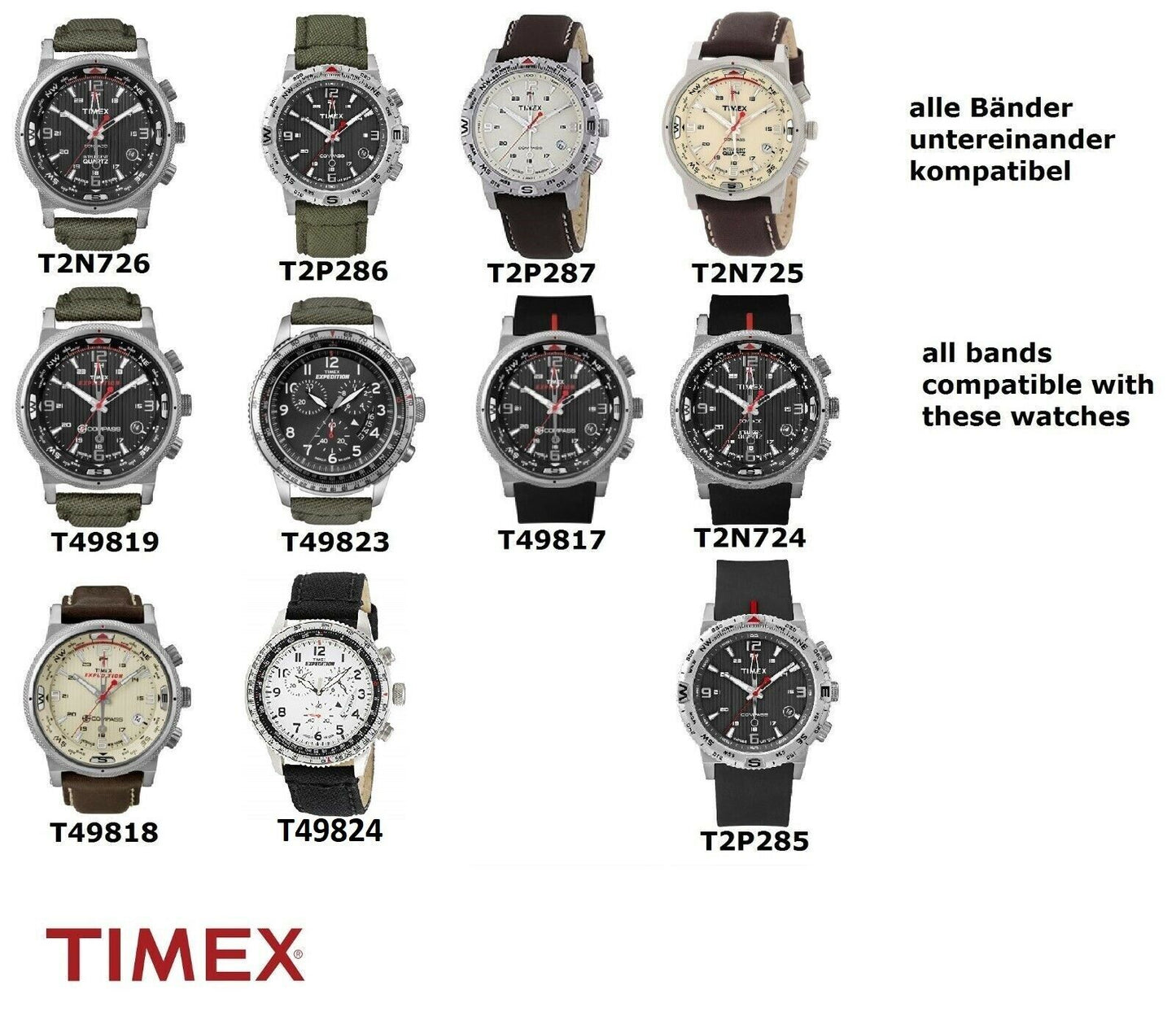Timex Ersatzarmband T49824 Military Chrono Original Ersatzband - T49823 T2P286