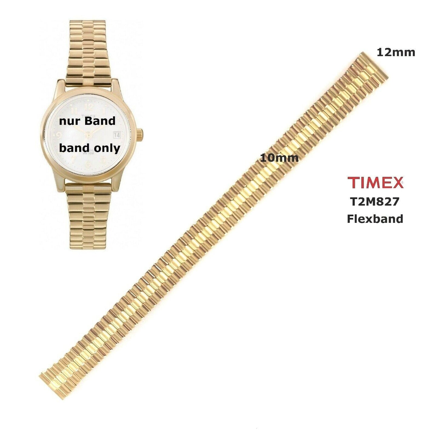Timex Ersatzarmband für T2M827 Classic Dressy Damen - Flexband - T2M828 - T2M826